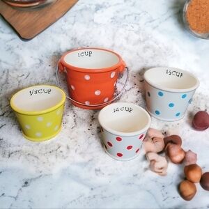 Pail Ceramic Polka-dot Measuring Cup Set